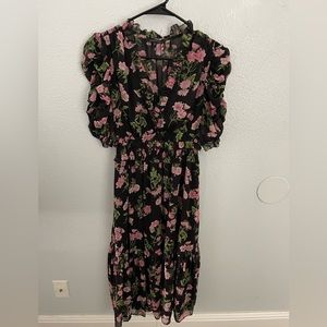 Black and Pink flower print dress